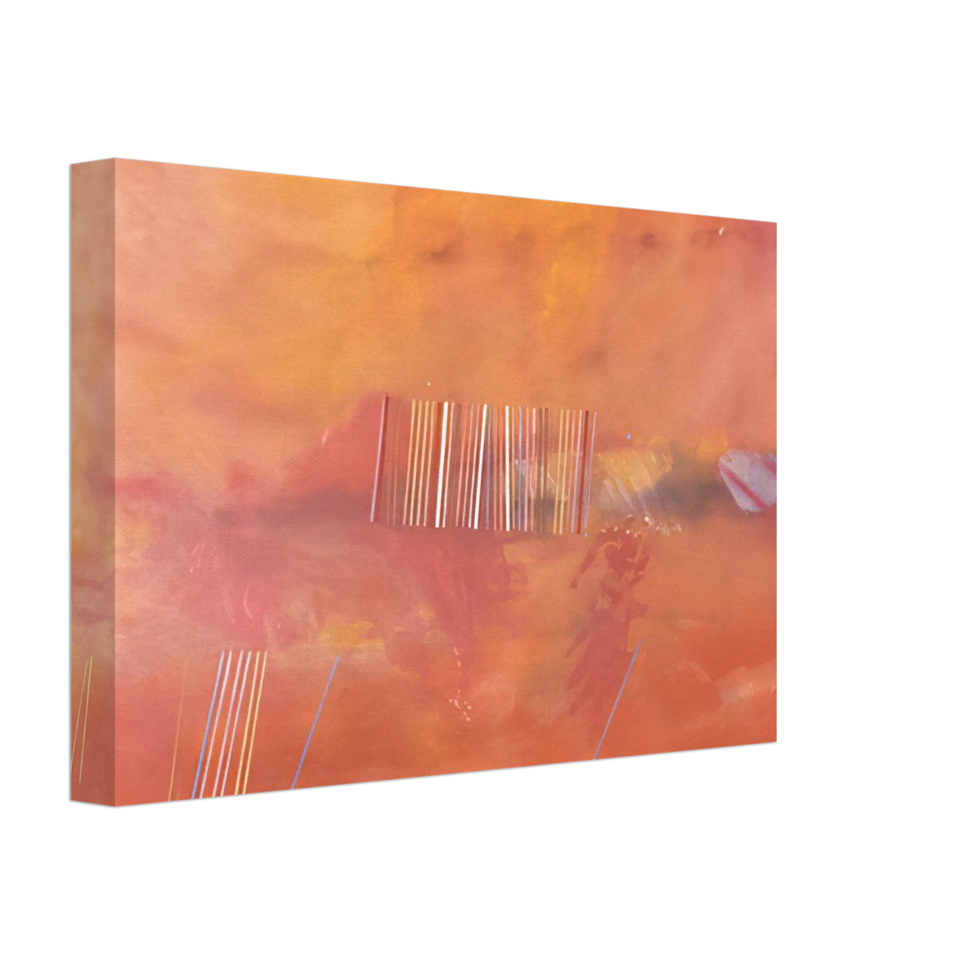 Ronnie Landfield - Orange Line Painting - 1969 Canvas - 70x100 cm / 28x40 inches-canvas