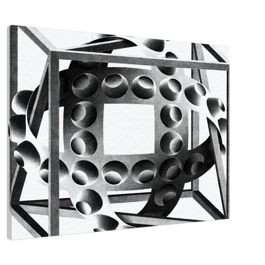 MC Escher - CUBE WITH MAGIC RIBBONS Canvas - 20x30 cm / 8x12 inches-canvas