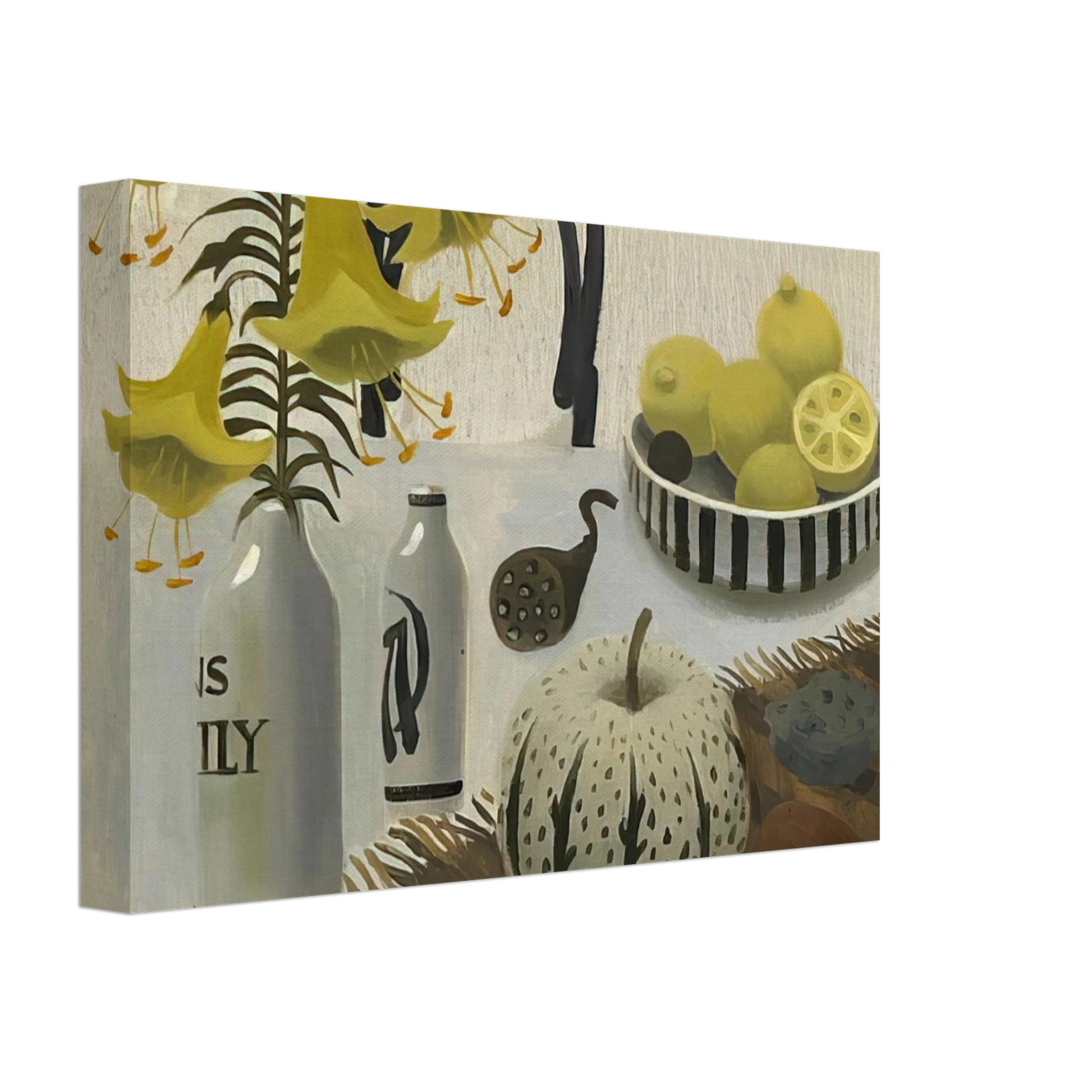 Mary Fedden - Lilies and Lemons - 2007 Canvas - 70x100 cm / 28x40 inches-canvas