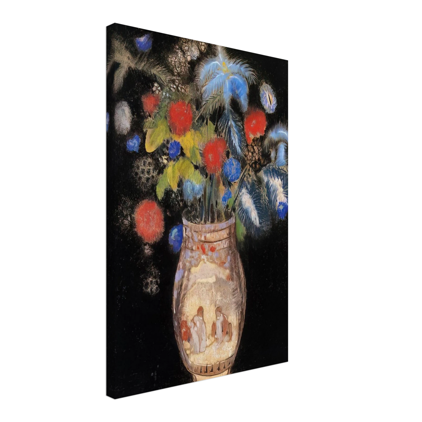 Odilon Redon - LARGE BOQUET ON A BLACK BACKGROUND Canvas - 40x60 cm / 16x24 inches-canvas