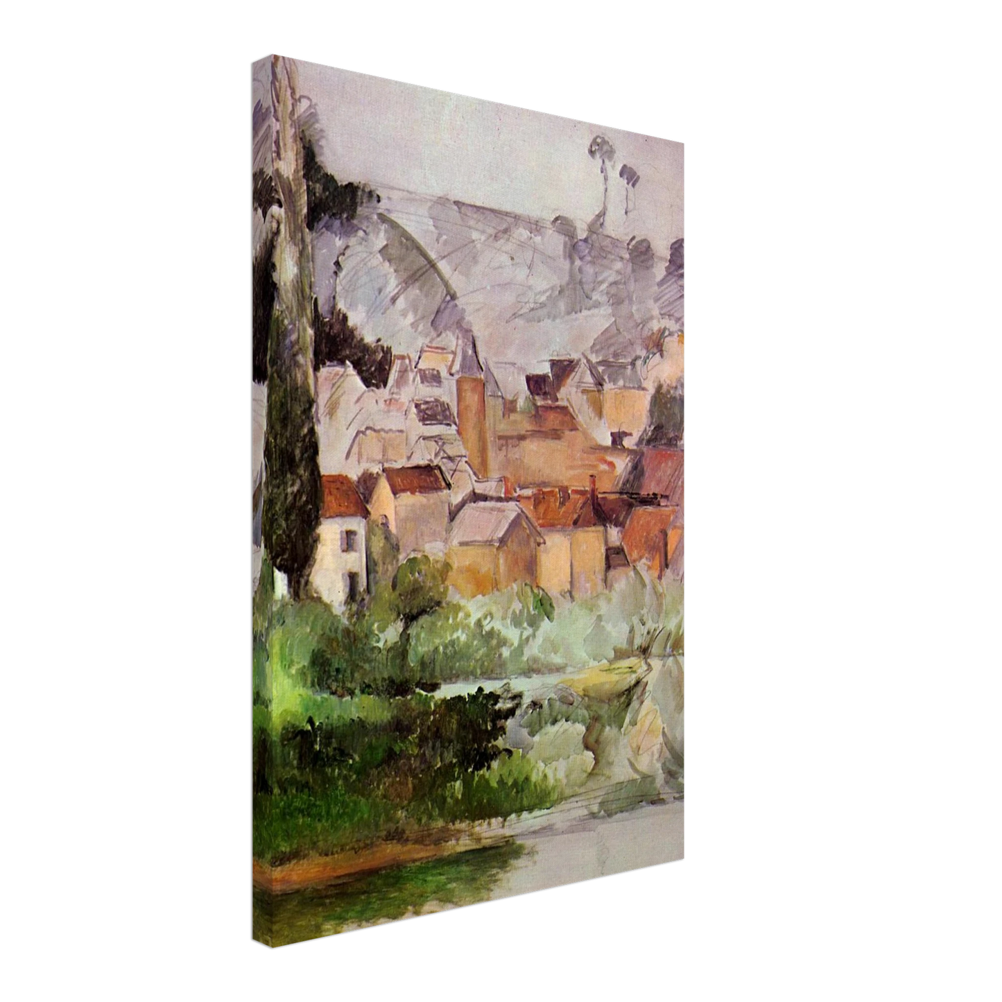 Paul Cezanne - Medan Chateau and Village Canvas - 40x60 cm / 16x24 inches-canvas
