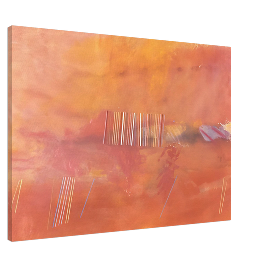 Ronnie Landfield - Orange Line Painting - 1969 Canvas - 20x30 cm / 8x12 inches-canvas