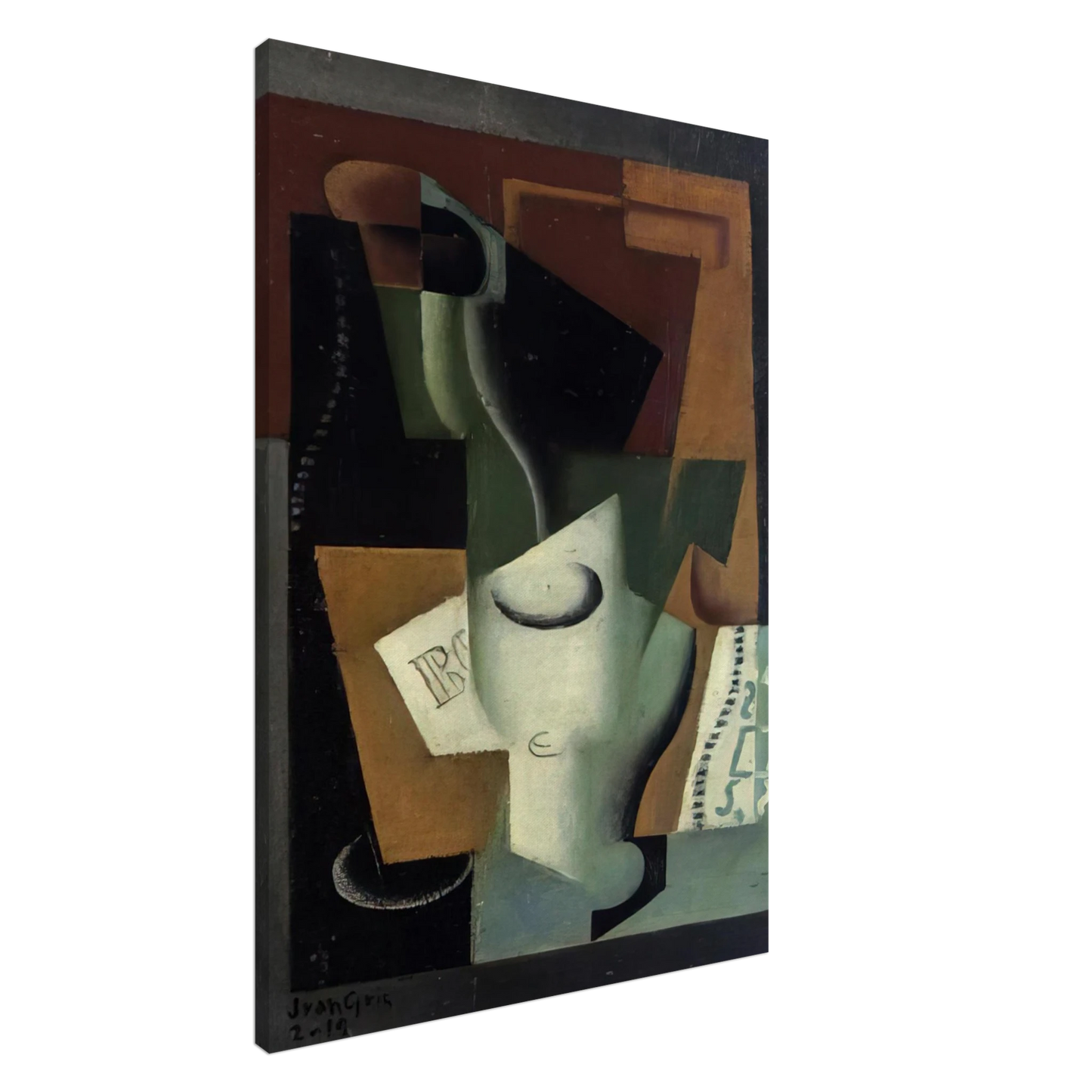 Juan Gris - GLASS AND BOTTLE Canvas - 20x30 cm / 8x12 inches-canvas
