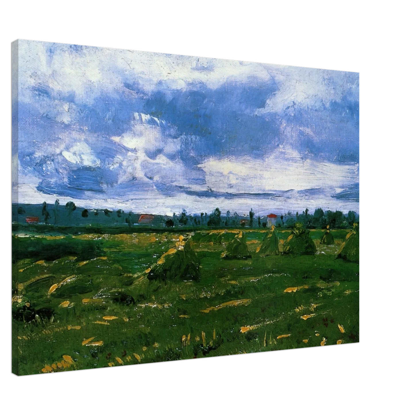 Vincent van Gogh - Wheat Fields with Stacks Canvas - Default Title-canvas