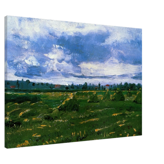 Vincent van Gogh - Wheat Fields with Stacks Canvas - Default Title-canvas