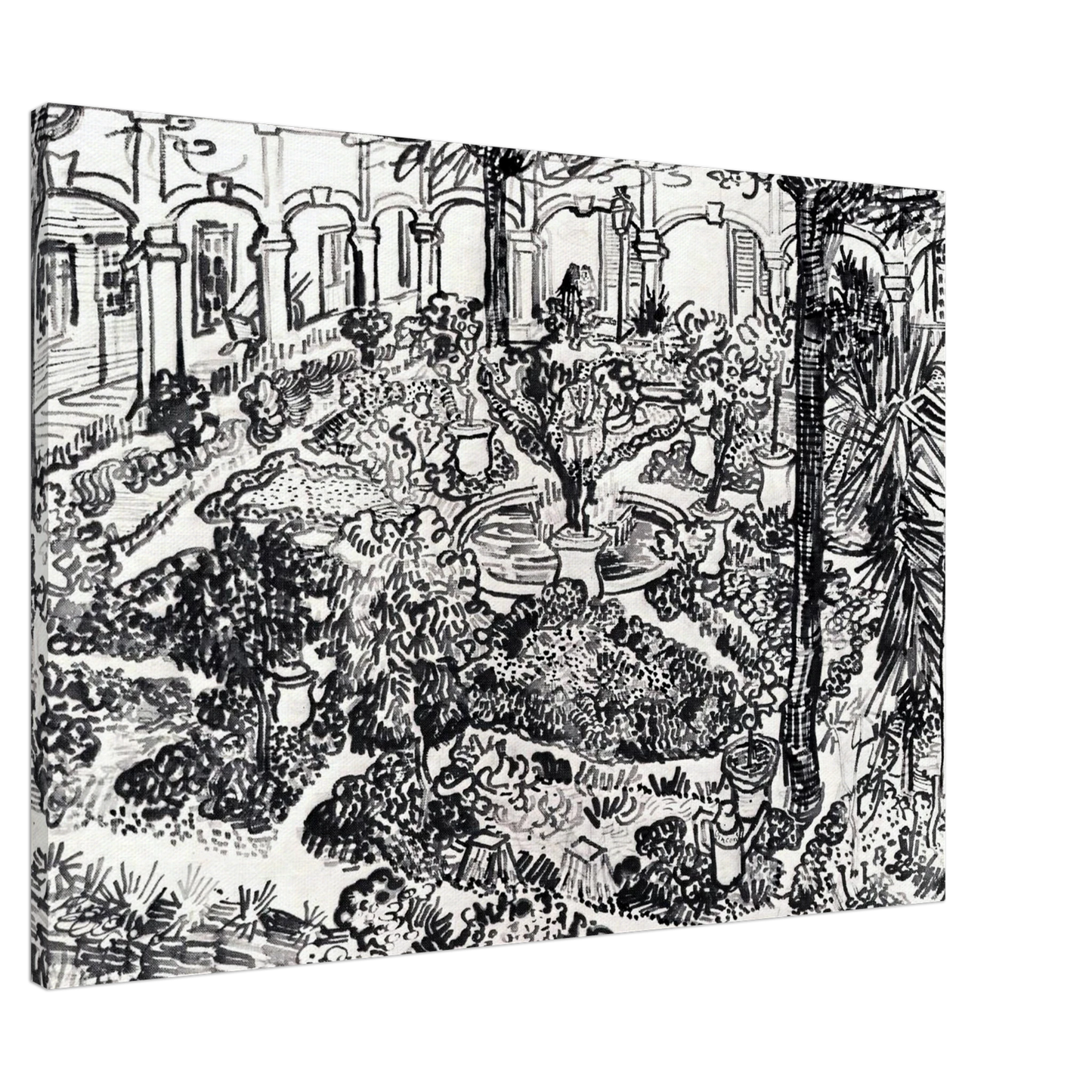 Vincent van Gogh - The Courtyard of the Hospital at Arles Canvas - 20x30 cm / 8x12 inches-canvas