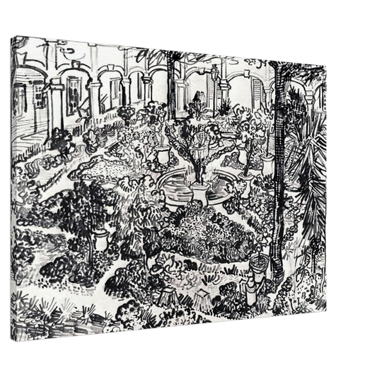 Vincent van Gogh - The Courtyard of the Hospital at Arles Canvas - 20x30 cm / 8x12 inches-canvas