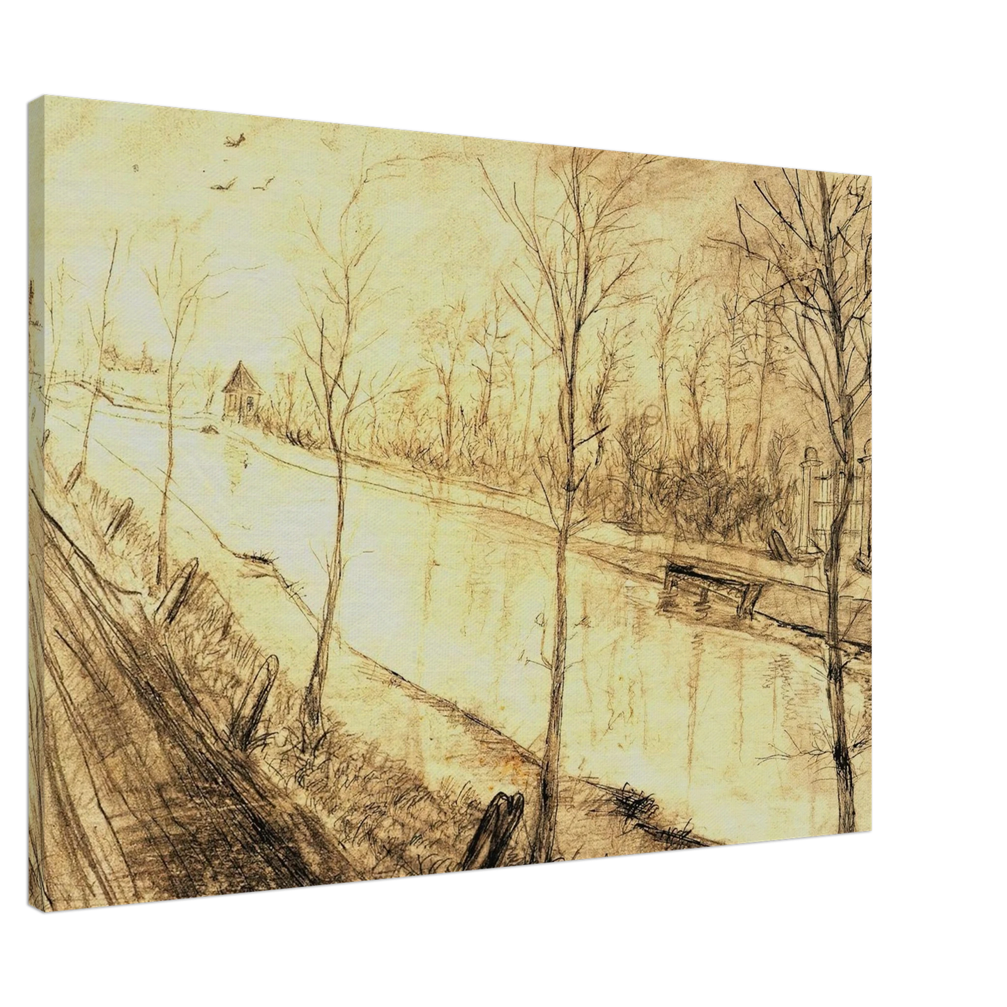 Vincent van Gogh - Canal Canvas - 20x30 cm / 8x12 inches-canvas
