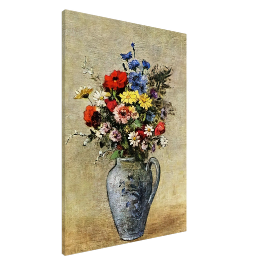 Odilon Redon - FLOWERS IN A VASE WITH ONE HANDLE Canvas - 20x30 cm / 8x12 inches-canvas