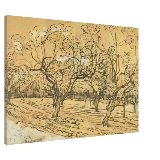 Vincent van Gogh - Orchard with Blossoming Plum Trees The White Orchard Canvas - Default Title-canvas
