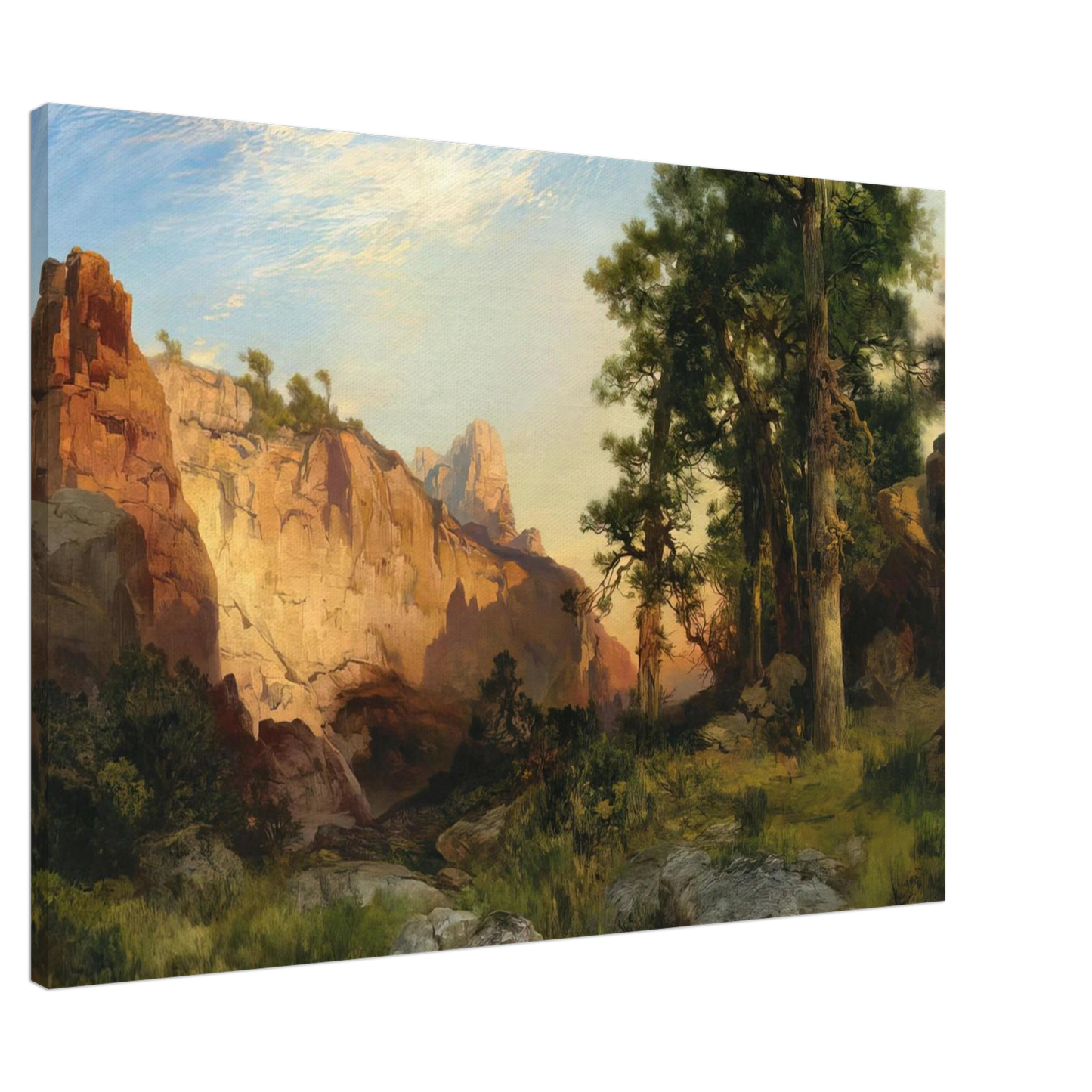Thomas Moran - Coconino Pines and Cliff Arizona Canvas - 20x30 cm / 8x12 inches-canvas