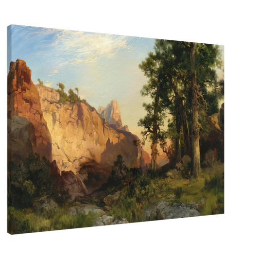 Thomas Moran - Coconino Pines and Cliff Arizona Canvas - 20x30 cm / 8x12 inches-canvas