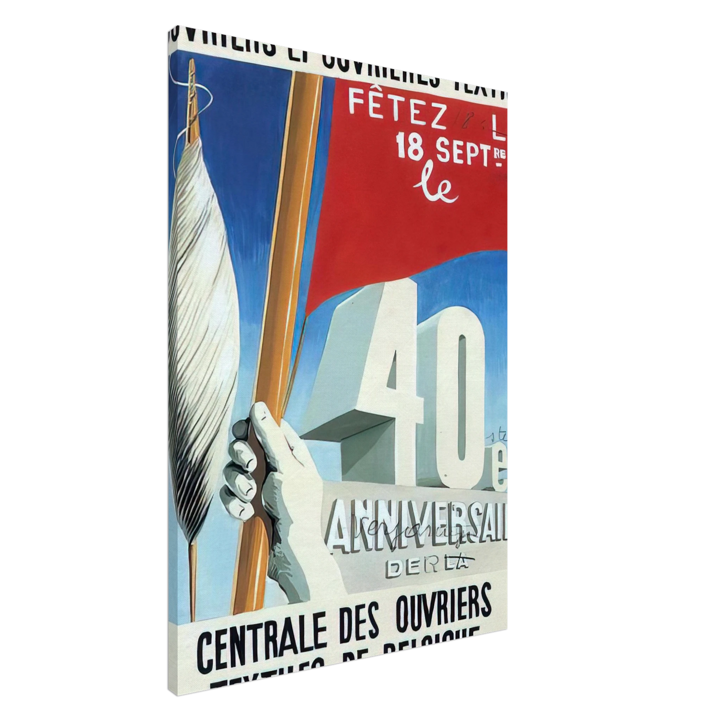 Rene Magritte - PROJECT OF POSTER THE CENTER OF TEXTILE WORKERS IN BELGIUM CELEBRATION ON 18TH SEPTEMBER 1938 Canvas - 20x30 cm / 8x12 inches-canvas