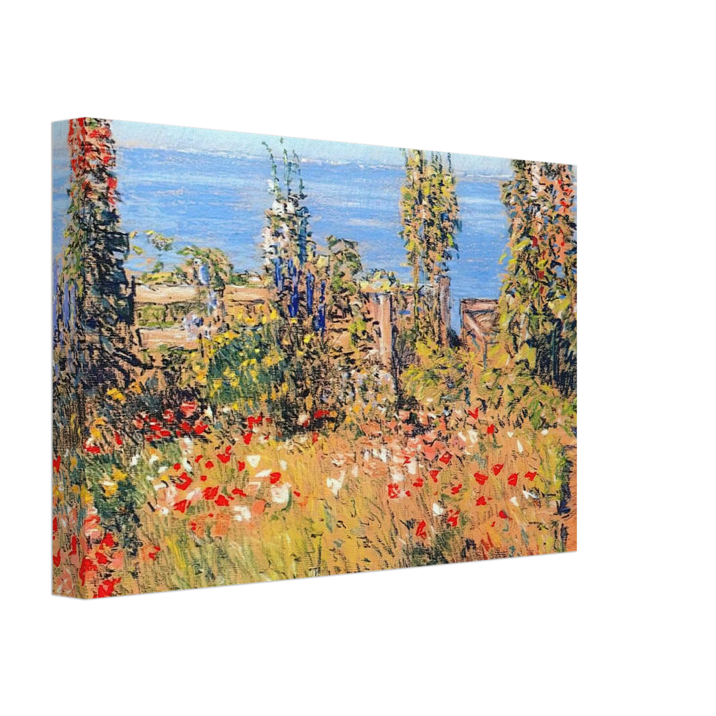 Childe Hassam - Hollyhocks, Isles of Shoals Canvas - 70x100 cm / 28x40 inches-canvas