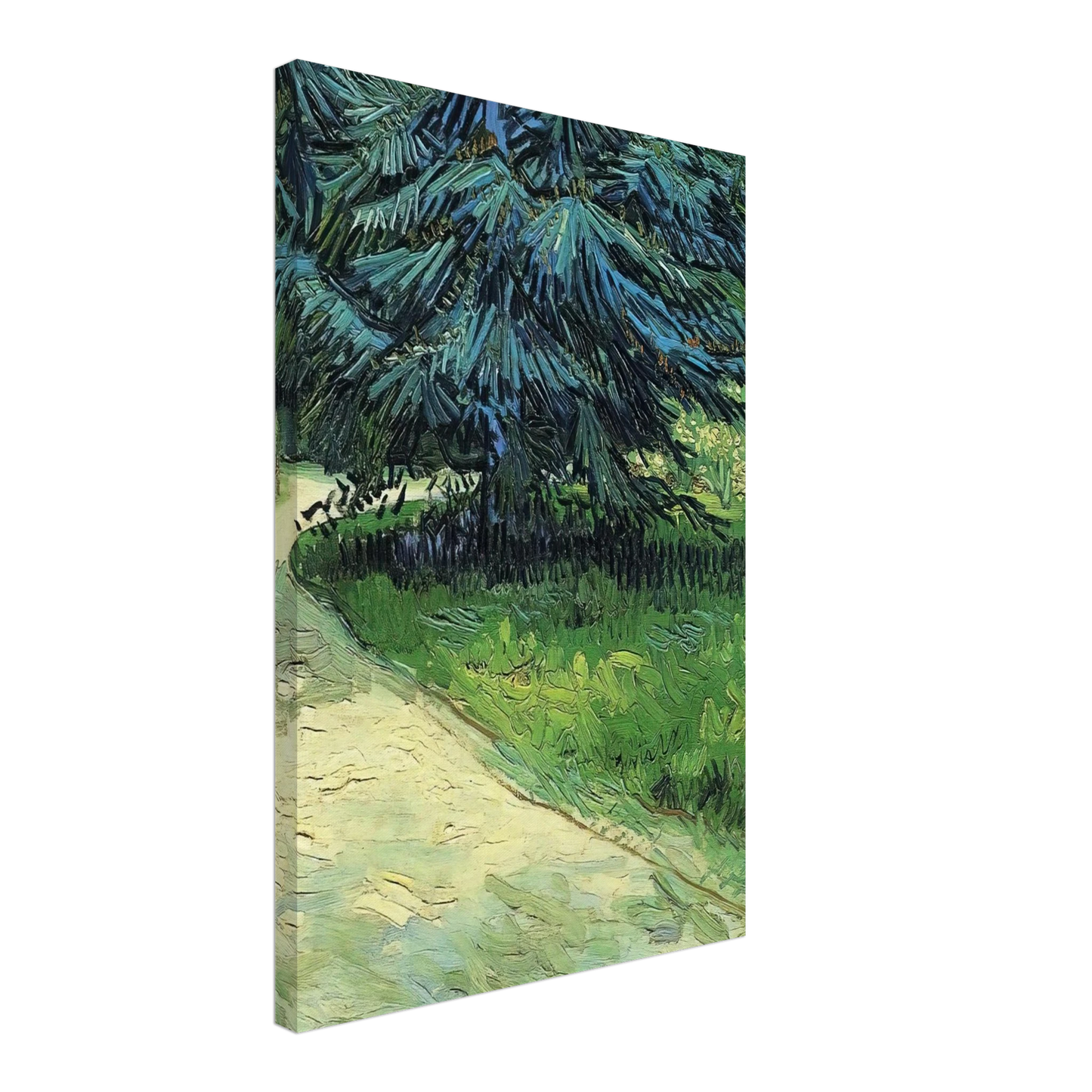 Vincent van Gogh - Public Garden with Couple and Blue Fir Tree The Poet s Garden III Canvas - 40x60 cm / 16x24 inches-canvas