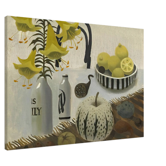 Mary Fedden - Lilies and Lemons - 2007 Canvas - 20x30 cm / 8x12 inches-canvas