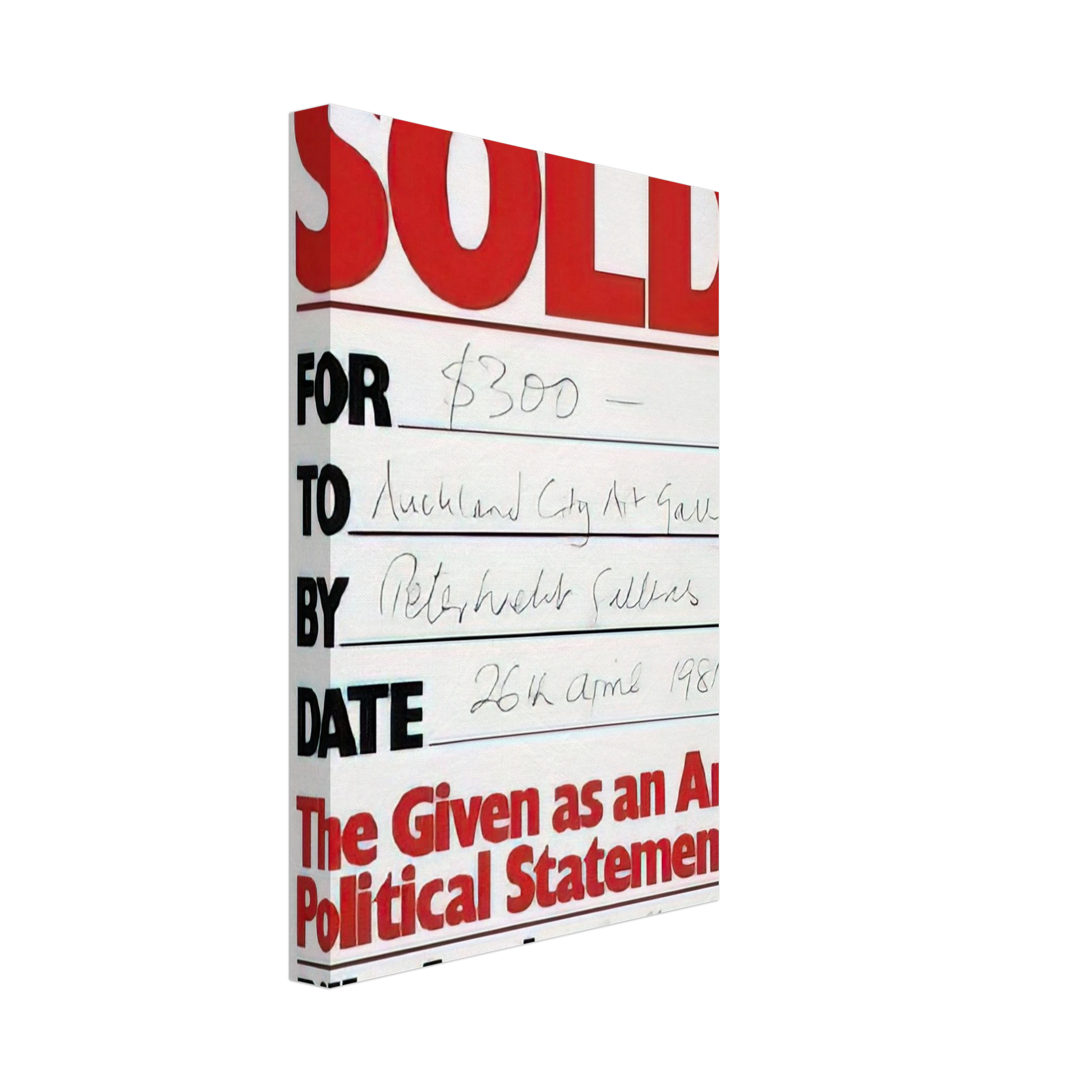 Billy Apple - Sold - 1981 Canvas - 70x100 cm / 28x40 inches-canvas