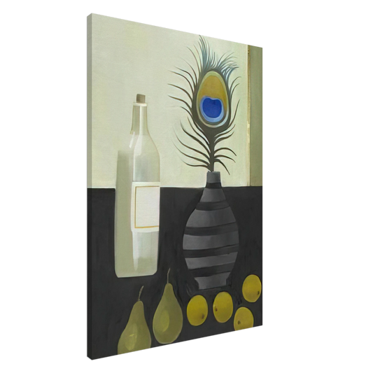 Mary Fedden - Peacock Feather Still Life - 2009 Canvas - 20x30 cm / 8x12 inches-canvas