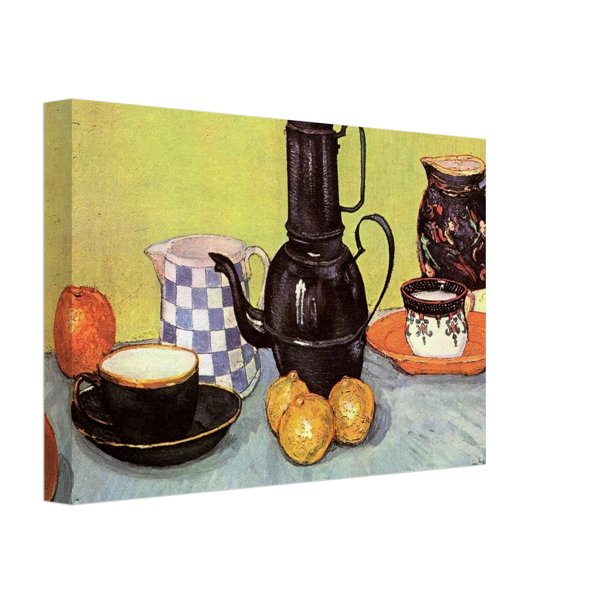 Vincent van Gogh - Still Life with Blue Enamel Coffeepot, Earthenware and Fruit Canvas - 40x60 cm / 16x24 inches-canvas