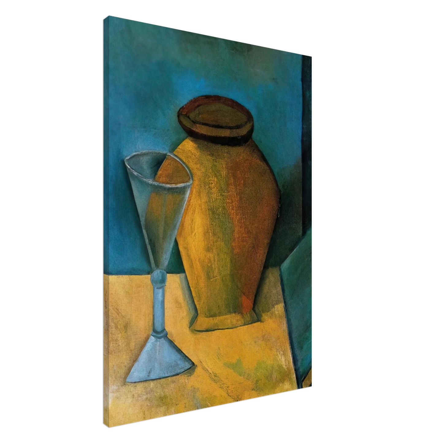 Pablo Picasso - Pot, Glass and Book - 1908 Canvas - 20x30 cm / 8x12 inches-canvas