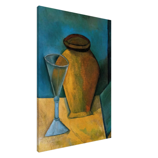 Pablo Picasso - Pot, Glass and Book - 1908 Canvas - 20x30 cm / 8x12 inches-canvas