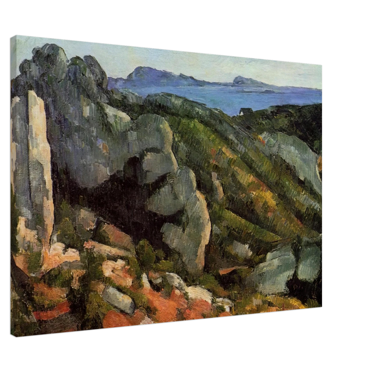 Paul Cezanne - Rocks at L'Estaque Canvas - 20x30 cm / 8x12 inches-canvas