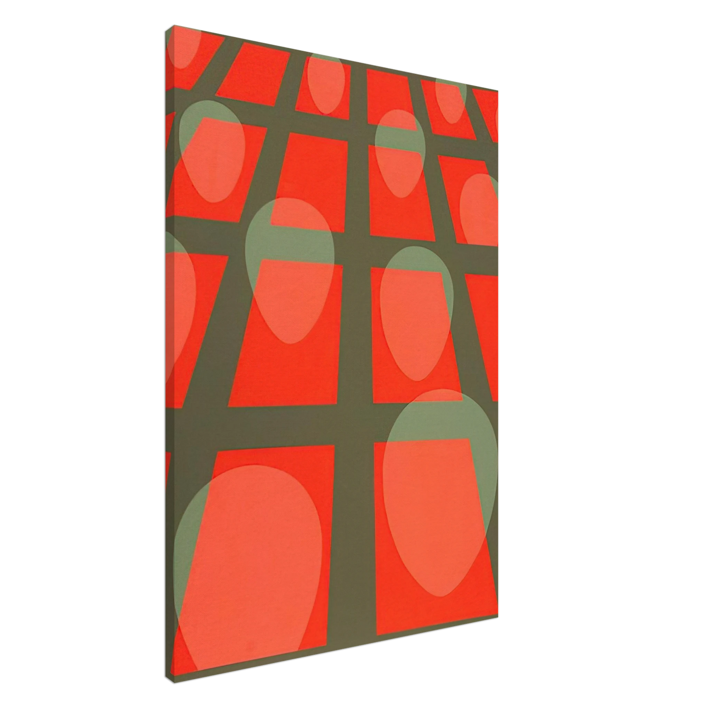 Clarence Holbrook Carter - Untitled - Faces in a Grid Red - 1971 Canvas - 20x30 cm / 8x12 inches-canvas