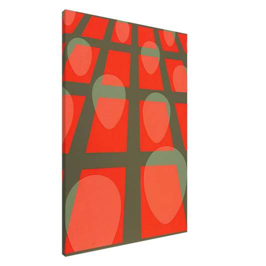 Clarence Holbrook Carter - Untitled - Faces in a Grid Red - 1971 Canvas - 20x30 cm / 8x12 inches-canvas