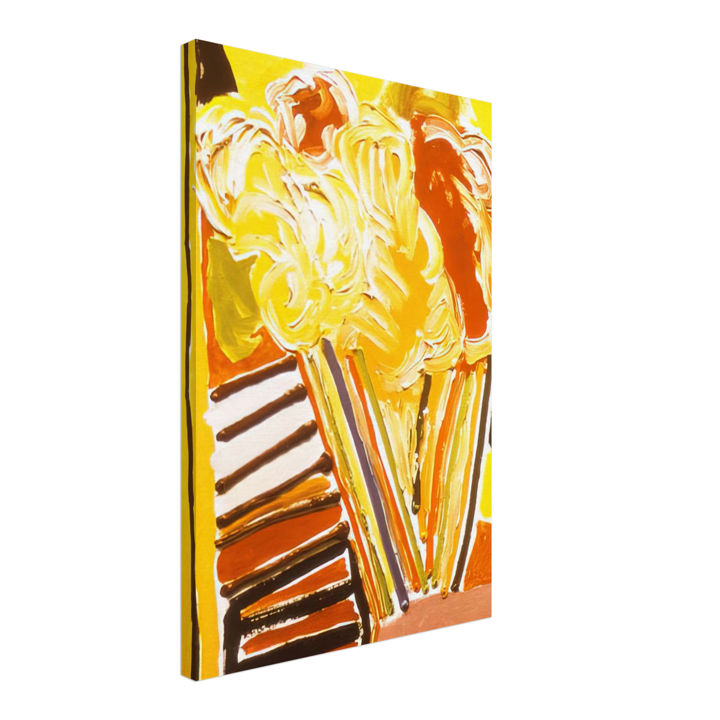 Ronnie Landfield - Yellow Flower Painting - 1973 Canvas - 40x60 cm / 16x24 inches-canvas