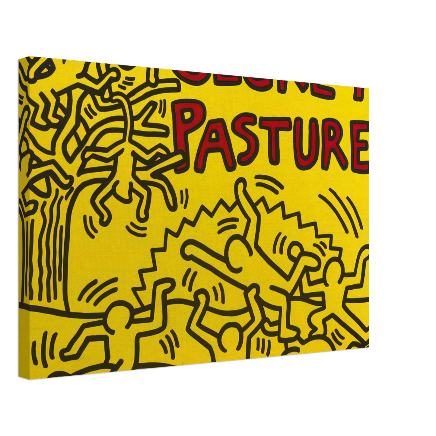 Keith Haring - A POSTER FOR THE BILL T JONES AND ARNIE ZANE PERFORMANCE PIECE SECRET PASTURES 1984 Canvas - 40x60 cm / 16x24 inches-canvas