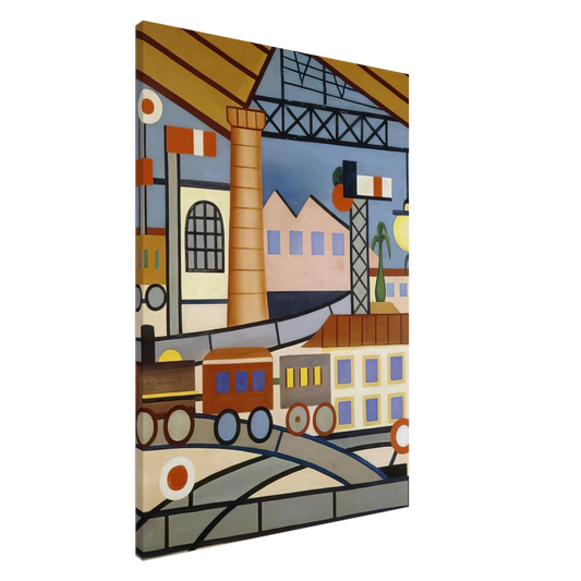Tarsila do Amaral - A Gare Canvas - 20x30 cm / 8x12 inches-canvas