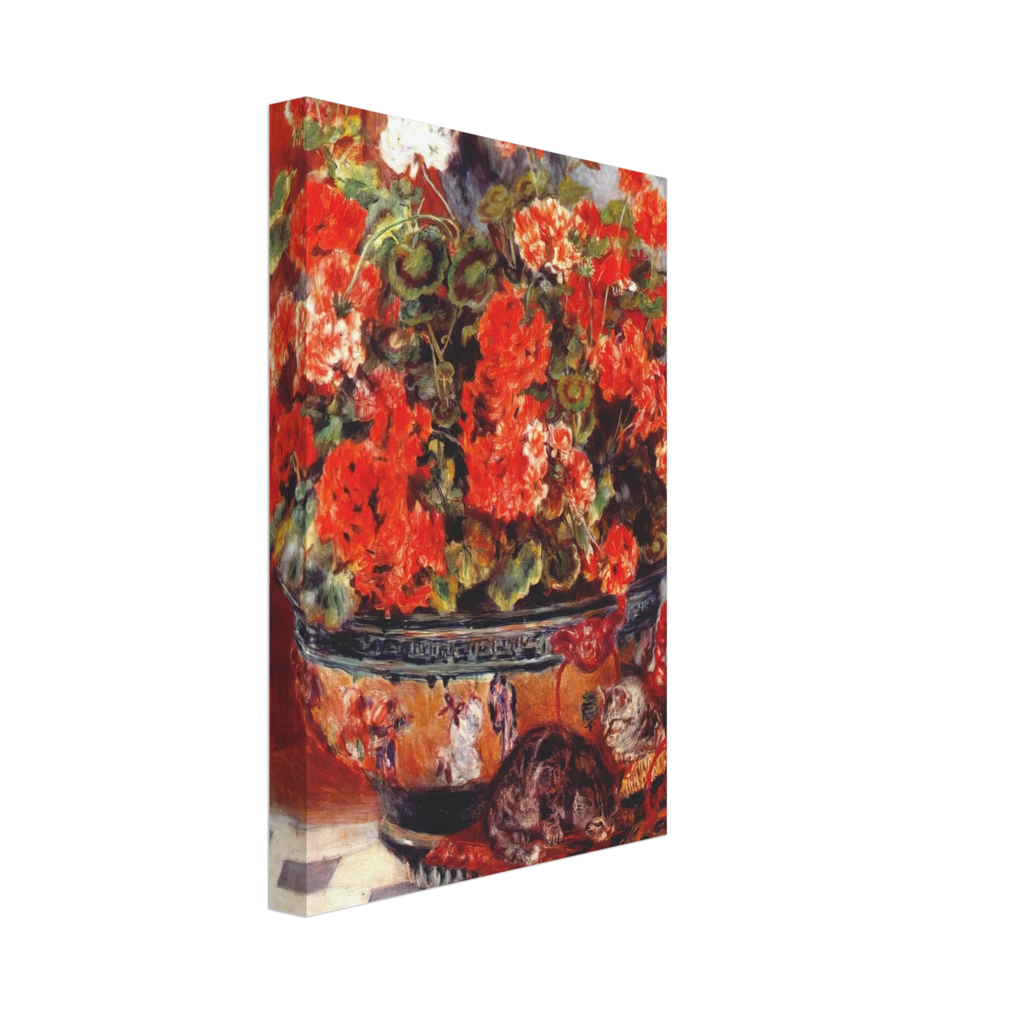 Pierre-Auguste Renoir - Geraniums and Cats Canvas - 70x100 cm / 28x40 inches-canvas
