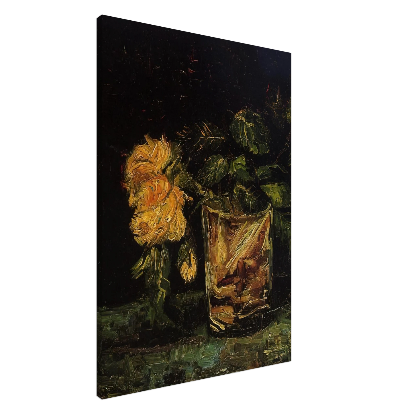 Vincent van Gogh - Glass with Roses Canvas - 20x30 cm / 8x12 inches-canvas