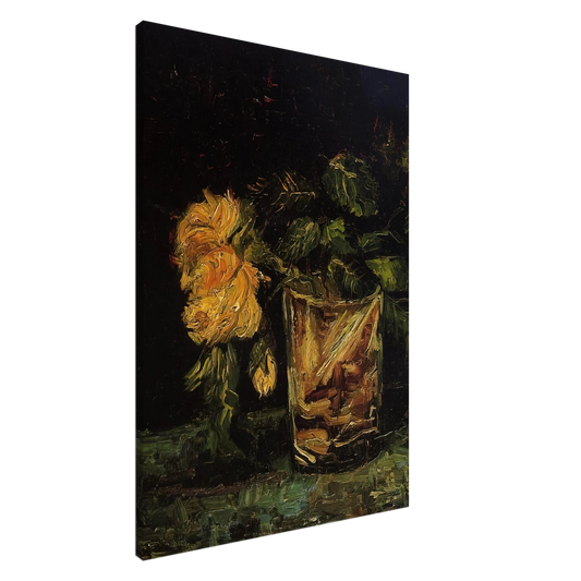 Vincent van Gogh - Glass with Roses Canvas - 20x30 cm / 8x12 inches-canvas