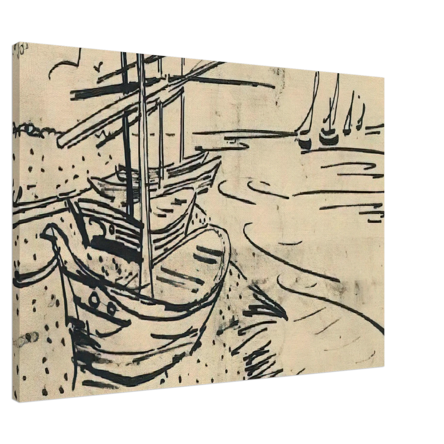 Vincent van Gogh - Fishing Boats on the Beach Canvas - 20x30 cm / 8x12 inches-canvas