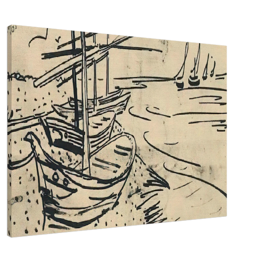 Vincent van Gogh - Fishing Boats on the Beach Canvas - 20x30 cm / 8x12 inches-canvas