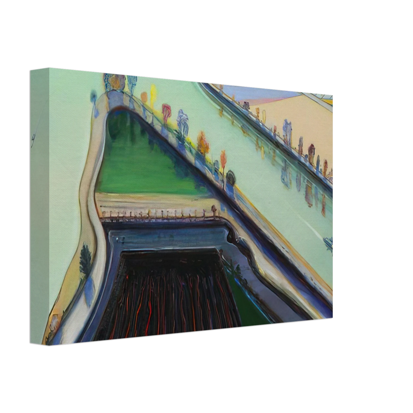 Wayne Thiebaud - River Boats - 2001 Canvas - 40x60 cm / 16x24 inches-canvas