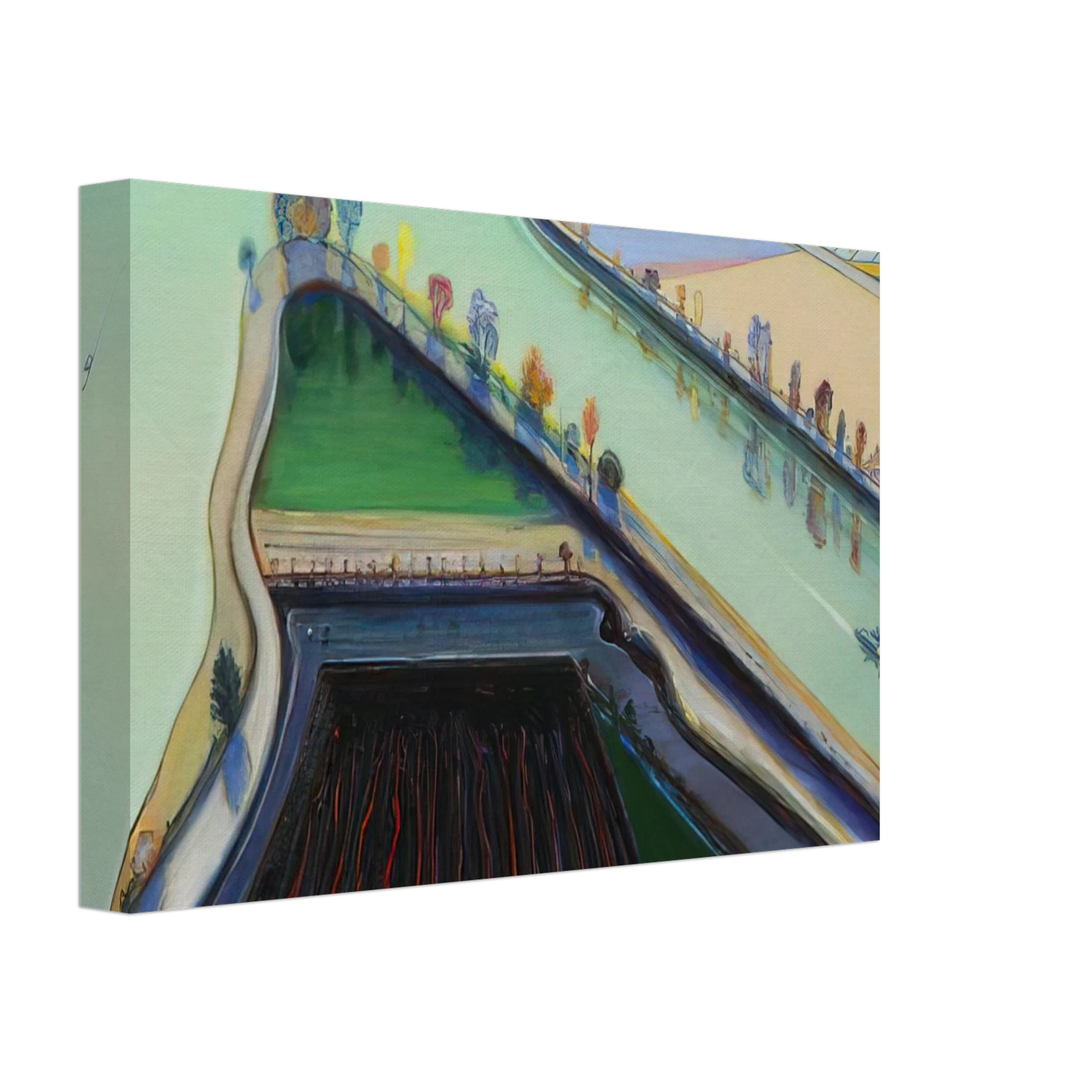Wayne Thiebaud - River Boats - 2001 Canvas - 40x60 cm / 16x24 inches-canvas