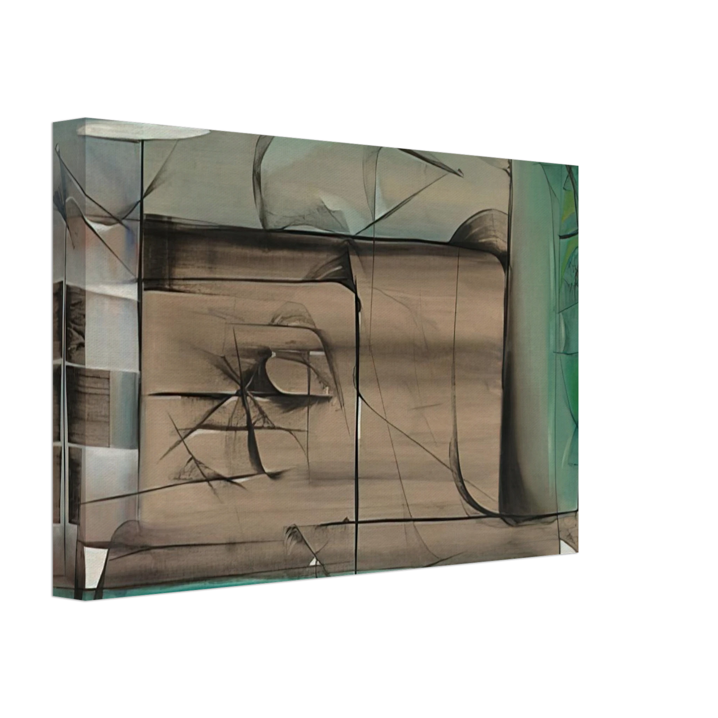 Jimmy Ernst - Abstraction in Green and Black - 1946 Canvas - 40x60 cm / 16x24 inches-canvas