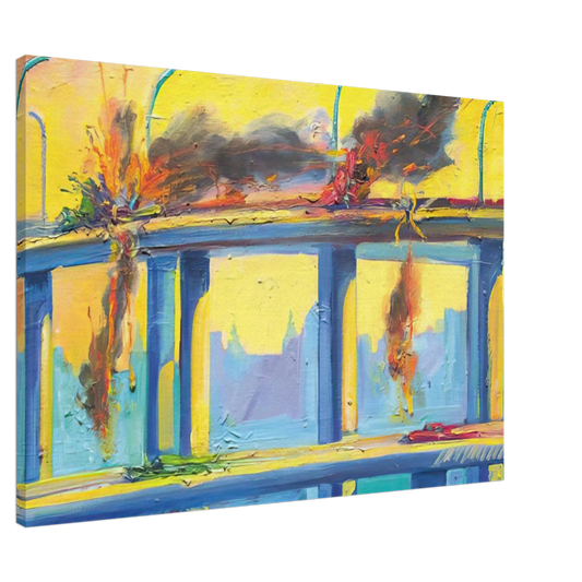 Carlos Almaraz - Sunset Crash - 1982 Canvas - 20x30 cm / 8x12 inches-canvas