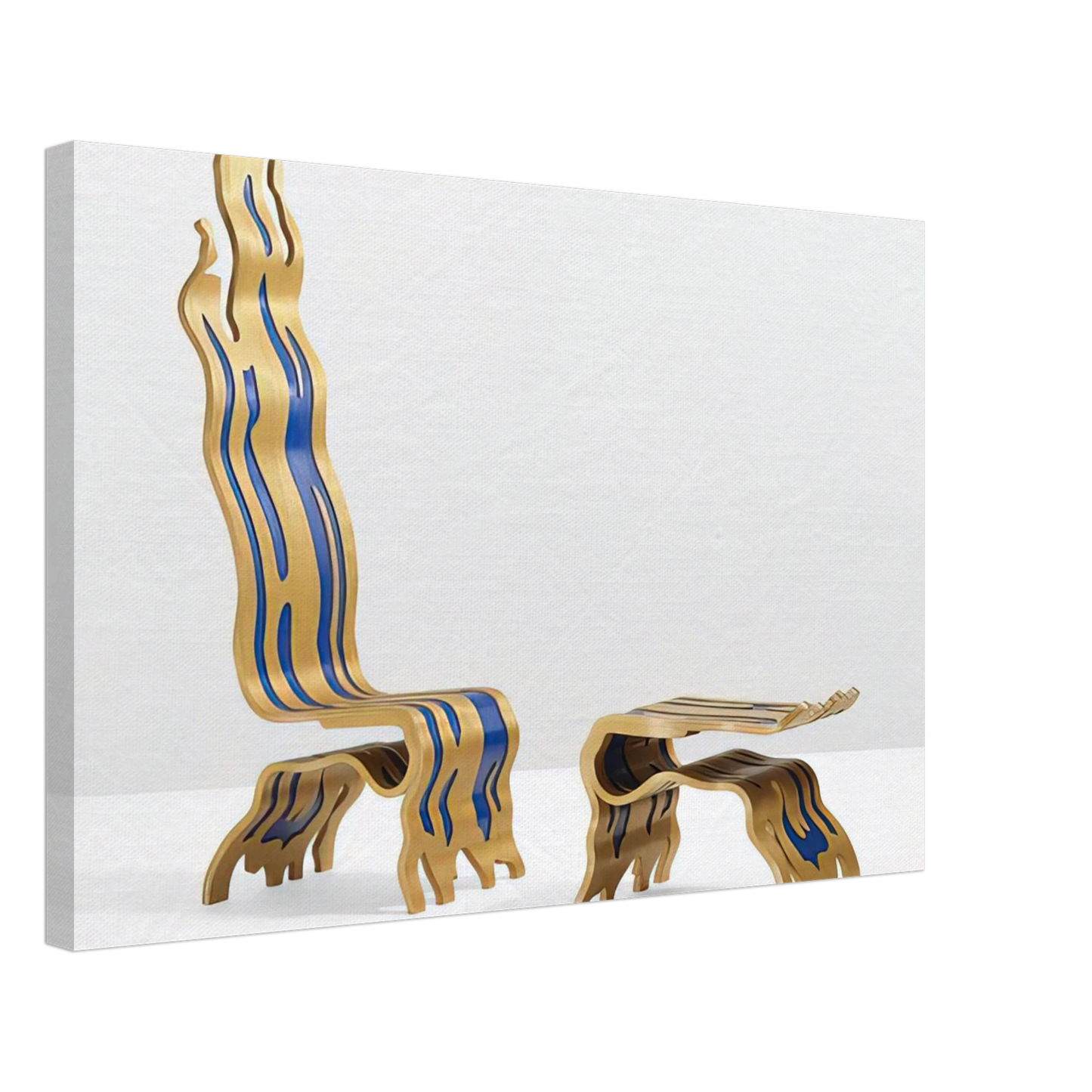 Roy Lichtenstein - BRUSHSTROKE CHAIR AND OTTOMAN 1988 Canvas - 40x60 cm / 16x24 inches-canvas