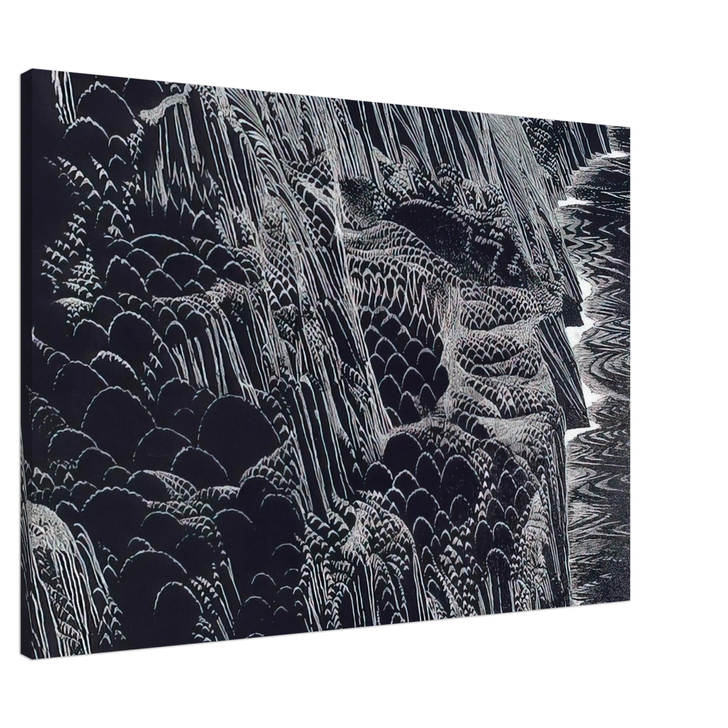 Eyvind Earle - Ocean Cliffs Canvas - 20x30 cm / 8x12 inches-canvas