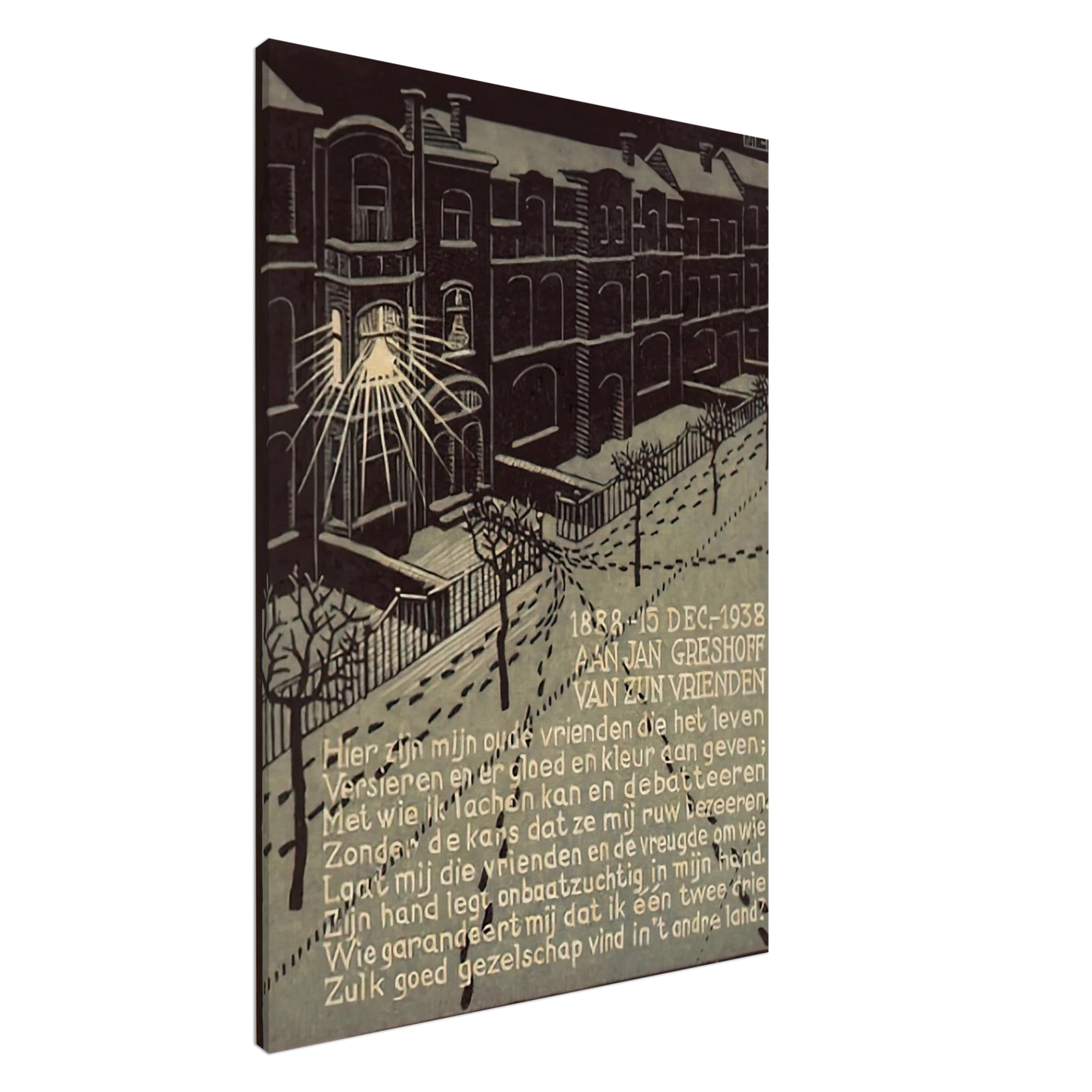 MC Escher - BIRTHDAY CARD FOR G GERSHOFF NOVEMBER 1938 1938 Canvas - 20x30 cm / 8x12 inches-canvas