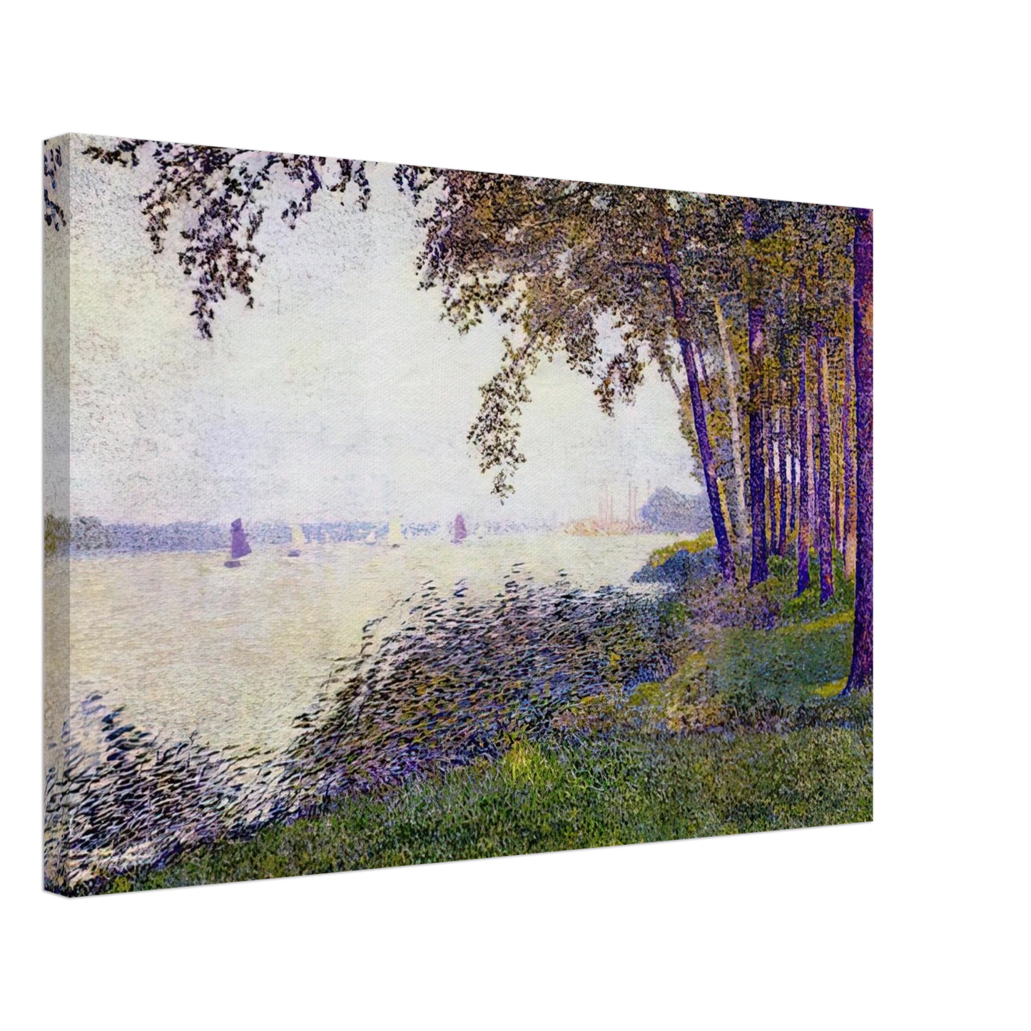 Theo van Rysselberghe - THE SCHELDE UPSTREAM FROM ANTWERP AFTER FOG 1892 Canvas - 40x60 cm / 16x24 inches-canvas