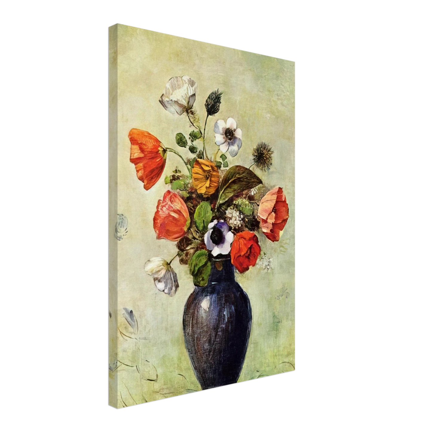 Odilon Redon - ANEMONES AND POPPIES IN A VASE Canvas - 70x100 cm / 28x40 inches-canvas