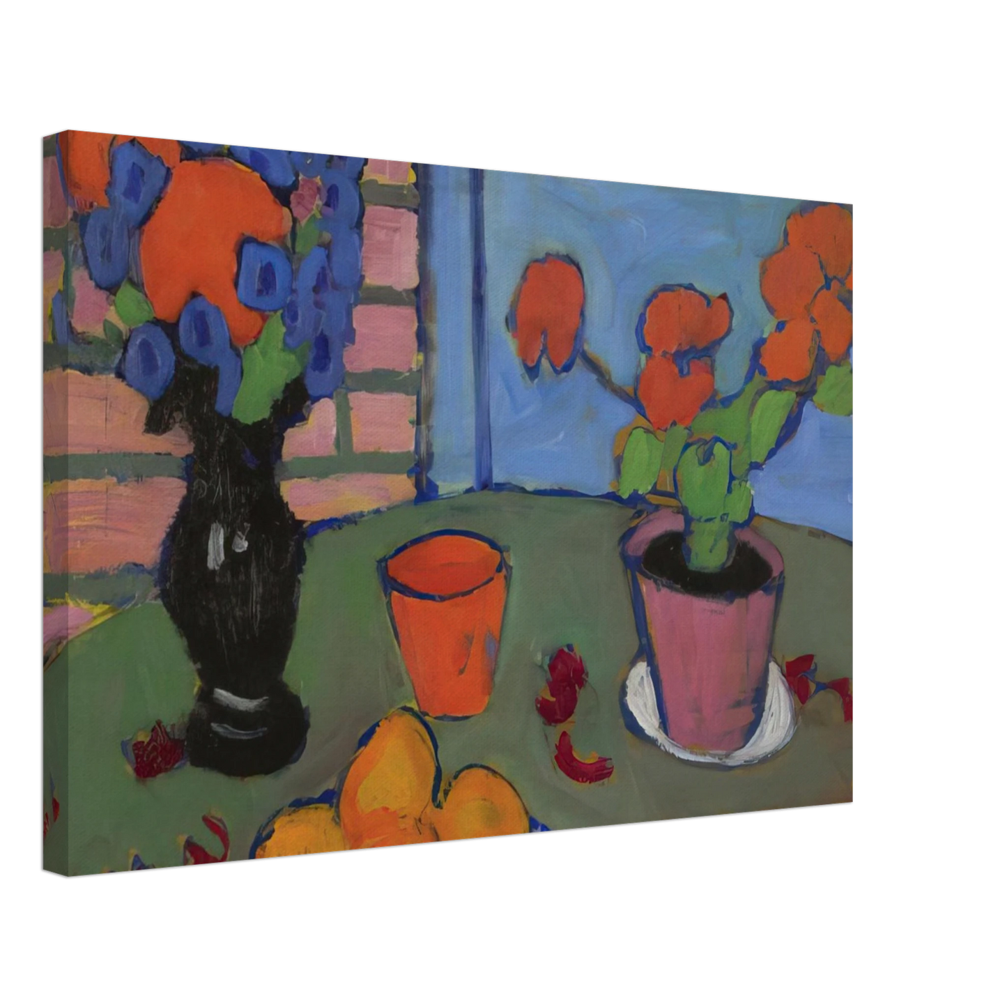 Alexej von Jawlensky - STILL LIFE WITH FLOWERS AND ORANGES 1909 Canvas - 70x100 cm / 28x40 inches-canvas