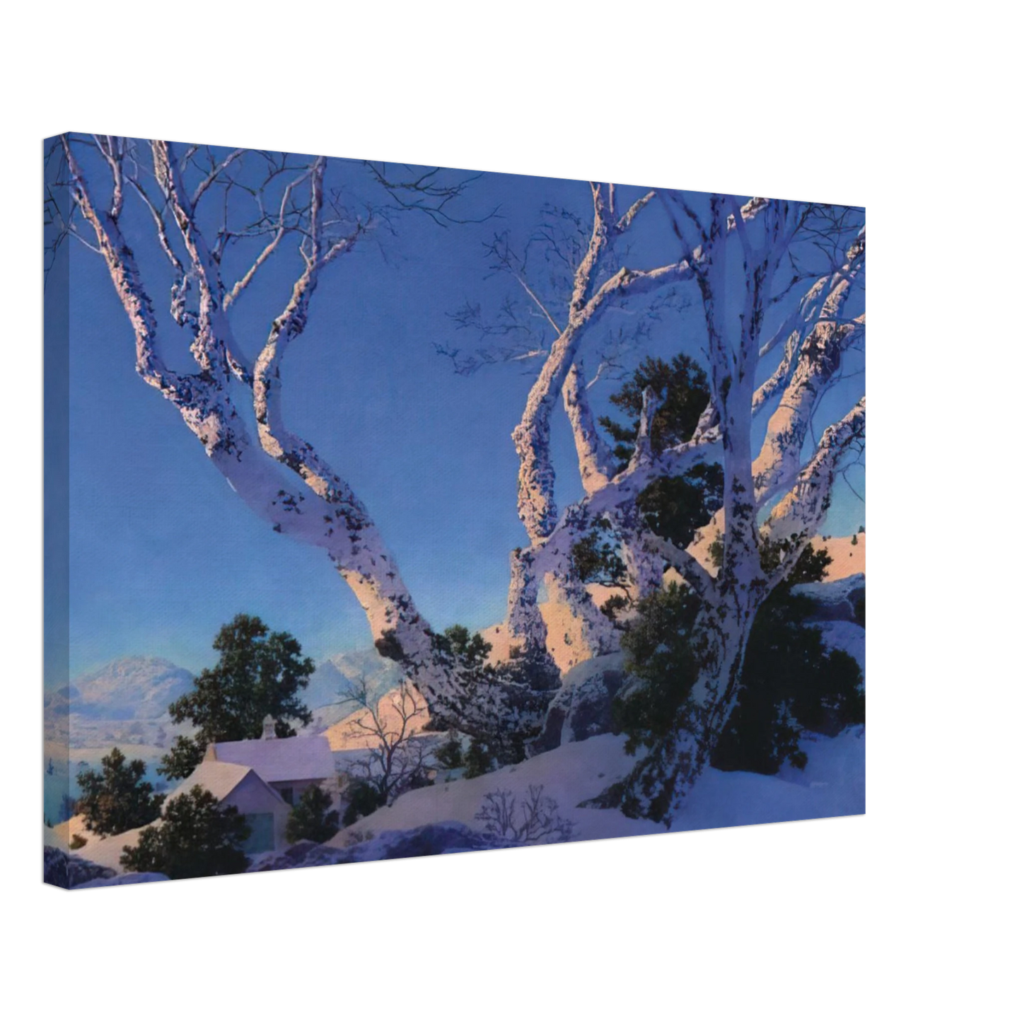 Maxfield Parrish - Birches in Winter Canvas - 40x60 cm / 16x24 inches-canvas
