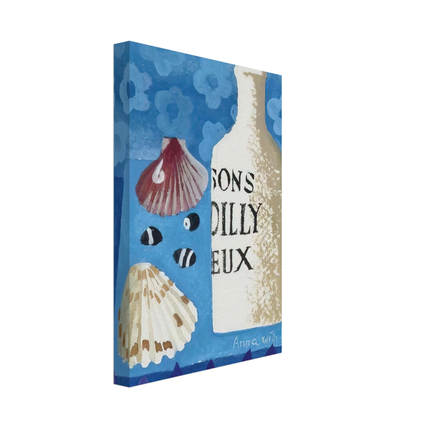 Mary Fedden - Still life with bottle and shells - 2006 Canvas - 40x60 cm / 16x24 inches-canvas