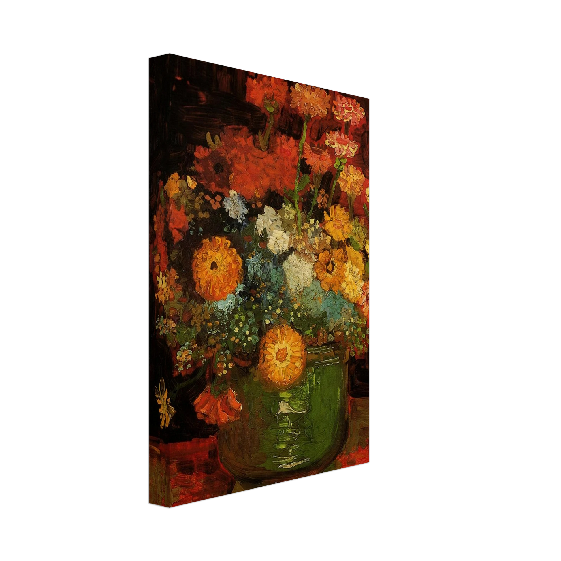 Vincent van Gogh - Vase with Zinnias Canvas - 40x60 cm / 16x24 inches-canvas