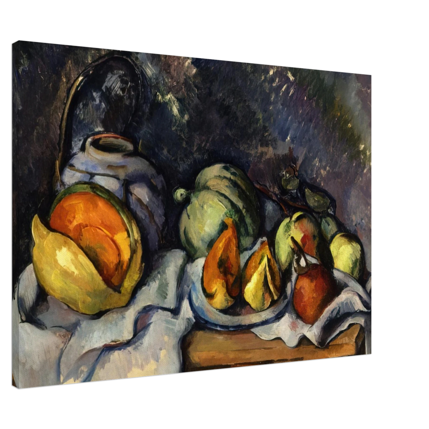 Paul Cezanne - Still Life with Fruit and a Ginger Pot Canvas - 20x30 cm / 8x12 inches-canvas